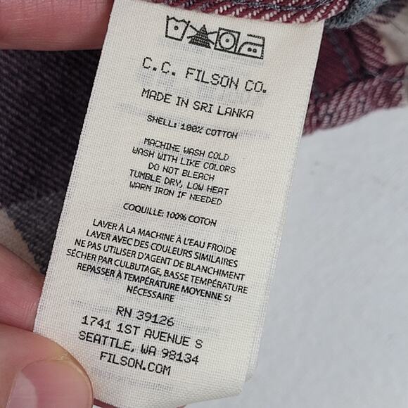 Filson Alaskan Guide Flannel Shirt Red, Grey & White | Men's Sz L - Picture 6 of 7